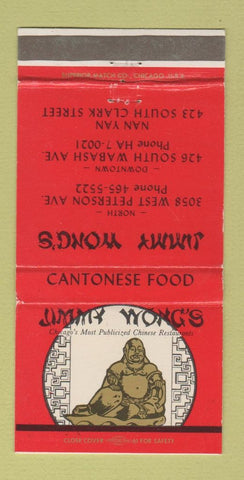 Matchbook Cover - Jimmy Wong's Chinese Restaurant Chicago IL 30 Strike