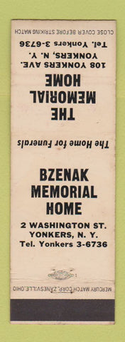 Matchbook Cover - Bzenak Memorial Home Funeral Yonkers NY