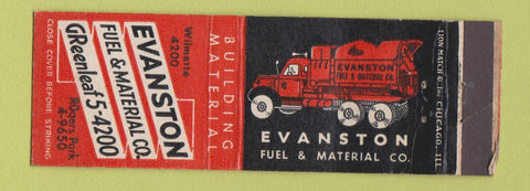 Matchbook Cover - Evanston Fuel & Material Rogers Park IL truck WEAR