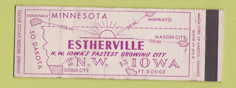 Matchbook Cover - Estherville IA Tourism Commerce WEAR Full Length
