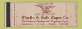 Matchbook Cover - Martin Falk Paper Minneapolis St Paul Duluth MN Full Length