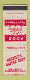 Matchbook Cover - Harriet's Coffee Shop Bakersfield CA WEAR