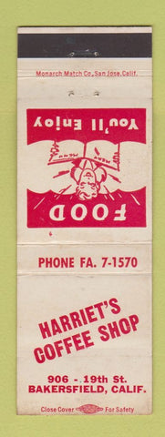 Matchbook Cover - Harriet's Coffee Shop Bakersfield CA WEAR