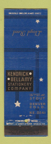 Matchbook Cover - Kendrick Bellamy Stationery Denver Colorado WEAR