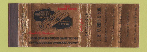 Matchbook Cover - JB Currie Engineers Brooklyn NY WEAR