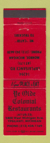 Matchbook Cover - Ye Olde Colonial Restaurants Ypsilanti MI