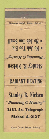 Matchbook Cover - Stanley Nielsen Plumbing Heating Bloomfield MI WORN