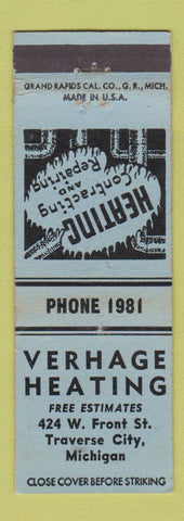Matchbook Cover - Verhage Heating Traverse City MI