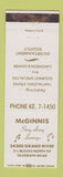 Matchbook Cover - McGinnis Lounge Detroit MI