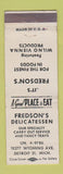 Matchbook Cover - Fredson's Deli Wilno Vienna Detroit MI