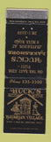 Matchbook Cover - Huck's Bavarian Village Restaurant Redford MI