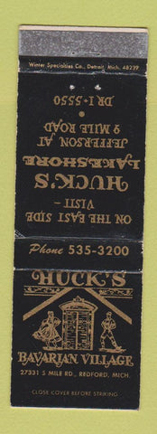Matchbook Cover - Huck's Bavarian Village Restaurant Redford MI