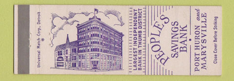 Matchbook Cover - Peoples Savings Bank Port Huron Marysville MI