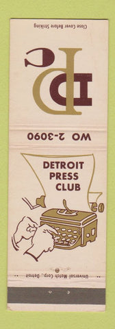 Matchbook Cover - Detroit Press Club MI