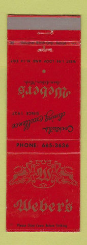 Matchbook Cover - Weber's Restaurant Ann Arbor MI Holiday House Motel