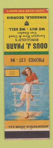 Matchbook Cover - Odus Pharr Car Dealer Ringgold GA pinup