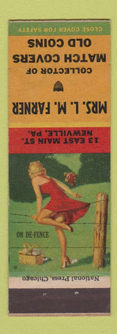 Matchbook Cover - Mrs Farner Match Collector Coins Newville PA pinup