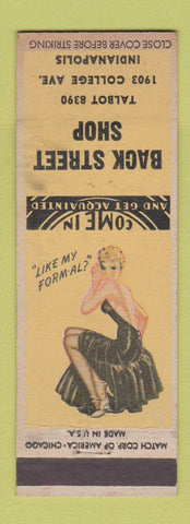 Matchbook Cover - Back Street Shop Indianapolis IN pinup WEAR