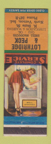 Matchbook Cover - Lothridge & Peck Shell oil gas North Vernon IN pinup