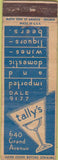 Matchbook Cover - Tally's Restaurant Chicago IL? WORN