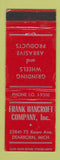 Matchbook Cover - Frank Bancroft Company Grinding Wheel Dearborn MI WEAR