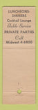 Matchbook Cover - Devon Gables Tea Room Bloomfield Hills MI