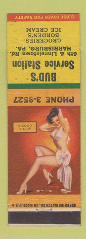 Matchbook Cover - Bud's Esso oil gas Harrisburg PA pinup