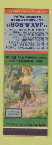 Matchbook Cover - Jay & Bob Greeting Cards Harrisburg PA