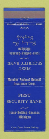 Matchbook Cover - First Security Bank Ionia Belding Saranac MI