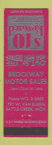 Matchbook Cover - Brockaway Motor Sales Battle Creek MI