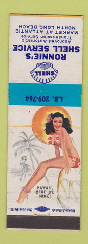 Matchbook Cover - Ronnie's Shell oil gas North Long Beach CA pinup