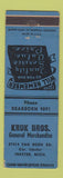 Matchbook Cover - Kruk Bbros General Store Inkster MI