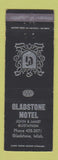 Matchbook Cover - Gladstone Motel Gladstone MI