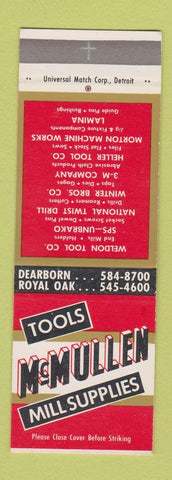 Matchbook Cover - McMullen Tools Supply Dearborn Royal Oak MI