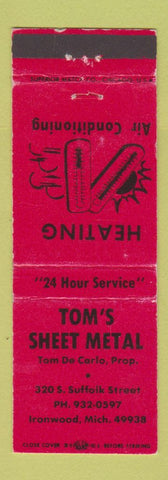 Matchbook Cover - Tom's Sheet Metal Irownwood MI