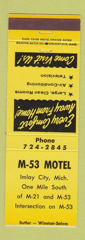 Matchbook Cover - M53 Motel Imlay City MI