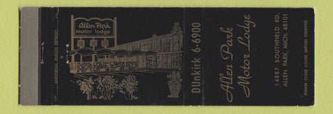 Matchbook Cover - Allen Park Motor Lodge MI