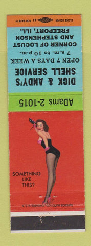 Matchbook Cover - Dick & Andy's Shell oil gas Freeport IL pinup