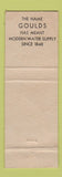 Matchbook Cover - Goulds Water System Wild Plumbing Heating Houghton Lake MI