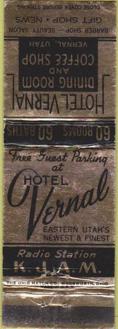 Matchbook Cover - Hotel Vernal KJAM Radio Vernal UT