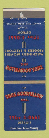 Matchbook Cover - Thos Goodfellow Machinery Movers Detroit MI WEAR