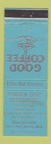 Matchbook Cover - Wooden Shoe Restaurant Mason MI BLUE WEAR