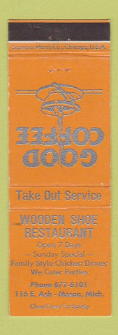 Matchbook Cover - Wooden Shoe Restaurant Mason MI ORANGE