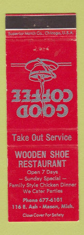 Matchbook Cover - Wooden Shoe Restaurant Mason MI RED