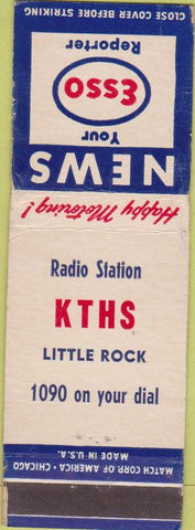 Matchbook Cover - KTHS Radio Little Rock AR Esso oil gas WORN