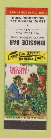 Matchbook Cover - Ringside Bar Muskegon MI hillbilly Can't Read