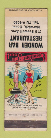 Matchbook Cover - Wonder Bar Restaurant Norwich CT hillbilly