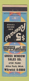 Matchbook Cover - Gross Window Sales Allen Park MI