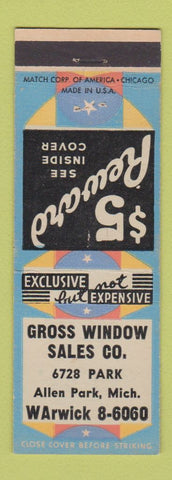 Matchbook Cover - Gross Window Sales Allen Park MI