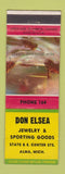 Matchbook Cover - Don Elsea Jewelry Sporting Goods Alma MI low phone #